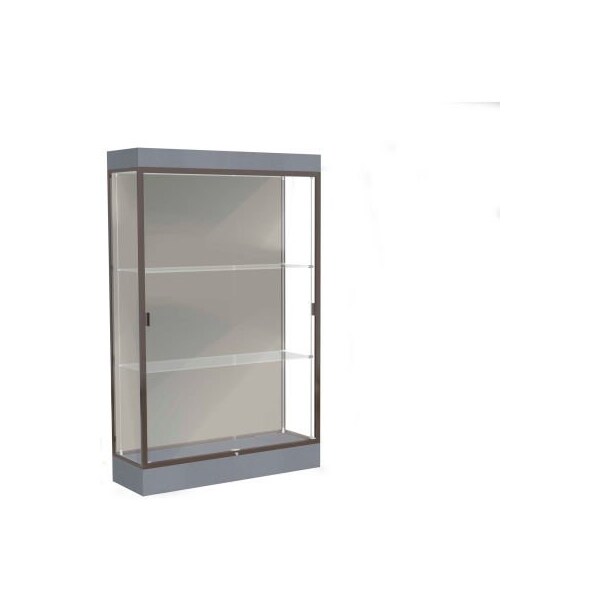 Waddell Display Case Of Ghent Edge Lighted Floor Case, Harbor Back, Dark Bronze Frame, 6" Carbon Mesh Base, 48"W x 76"H x 20"D 92LFHB-BZ-CM - main